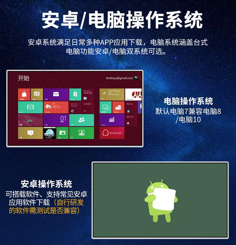 55寸觸摸查詢(xún)一體機(jī)雙系統(tǒng)配置